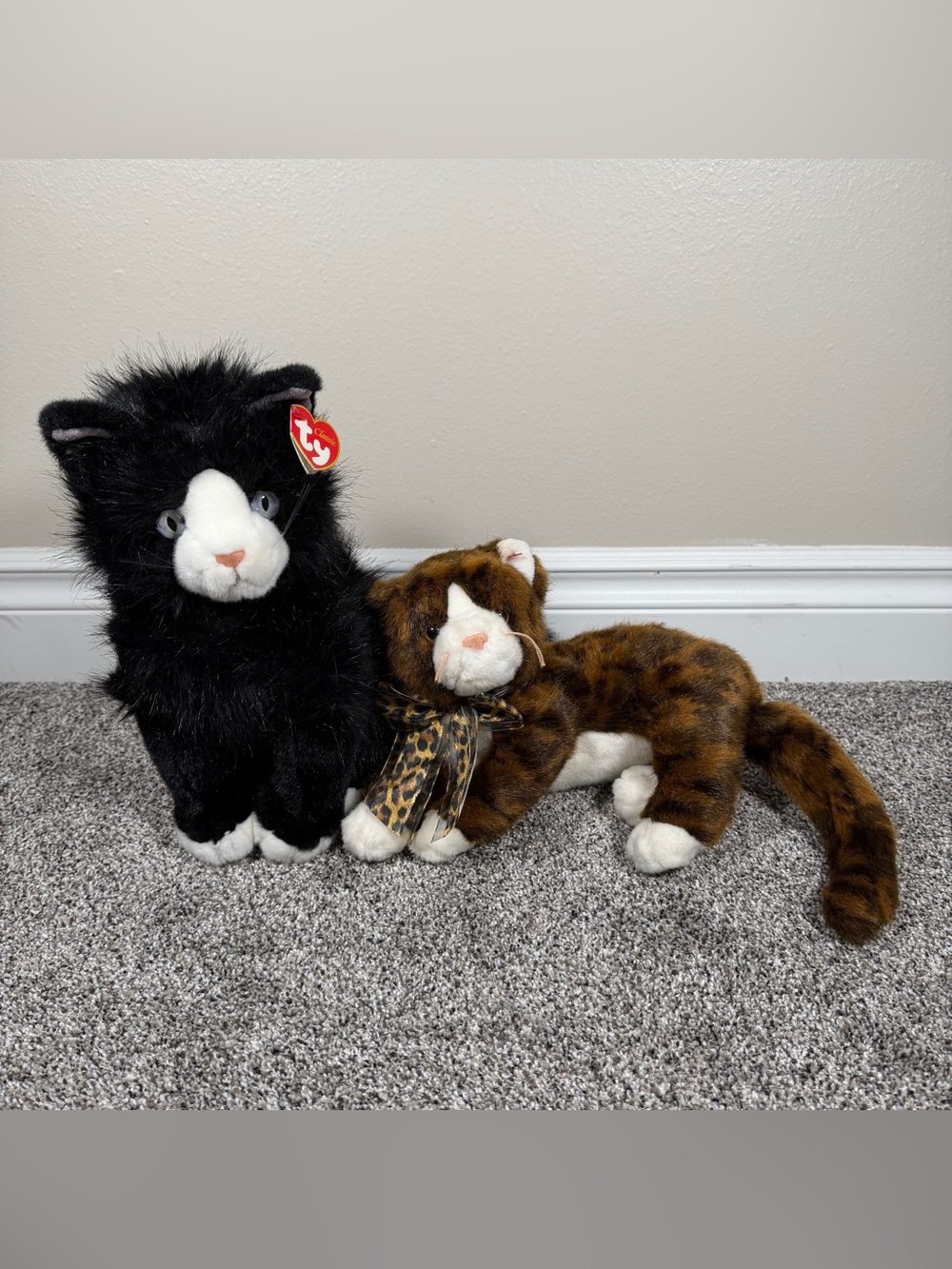 Rare Retired TY Cat Plush Lot – Shadow Black Cat & Catalina Calico Cat